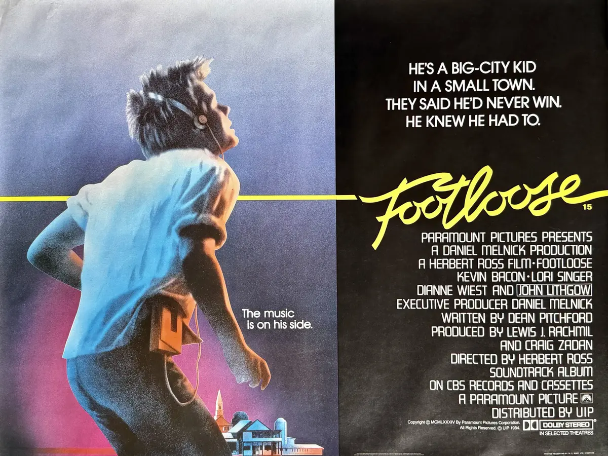 Original Footloose Movie Poster - Kevin Bacon - Music - Lori Singer