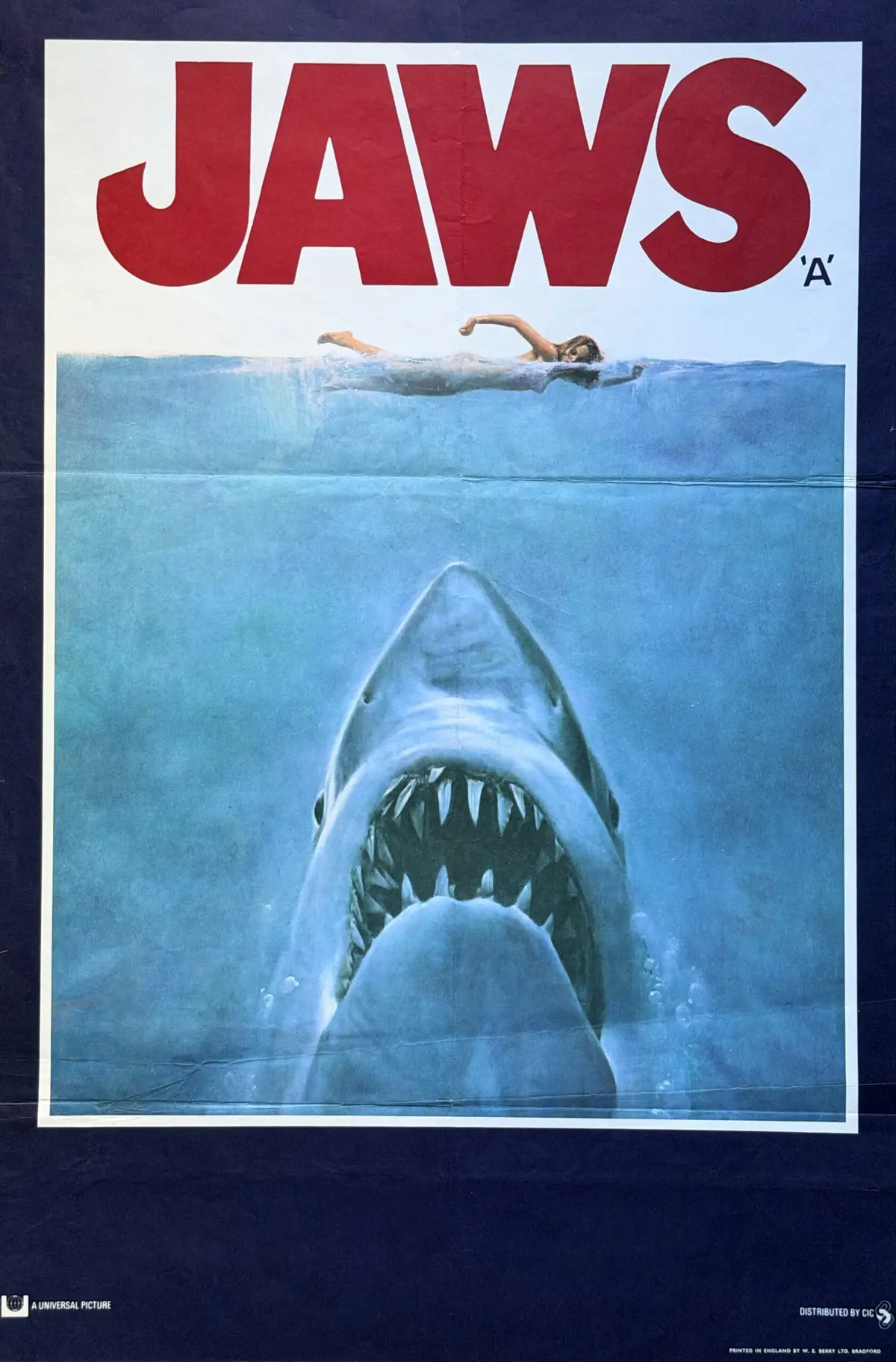 Original Jaws Movie Poster - Steven Spielberg - Great White Shark