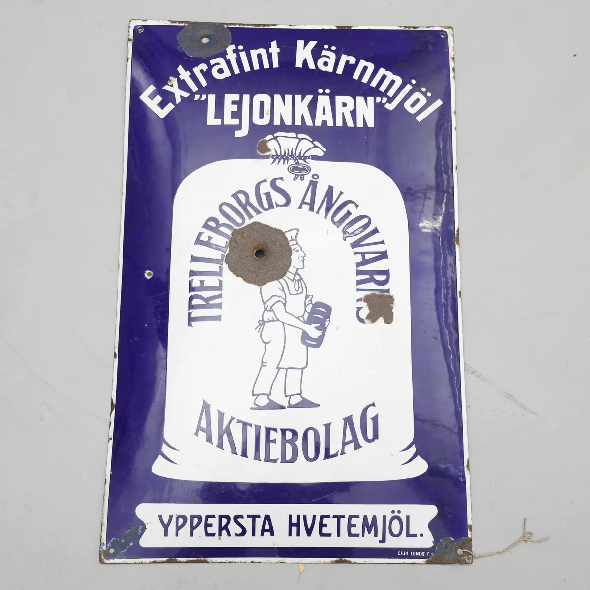 EMALJSKYLT, "Extrafint Kärnmjöl "Lejonkärn", Trelleborgs Ångqvarns