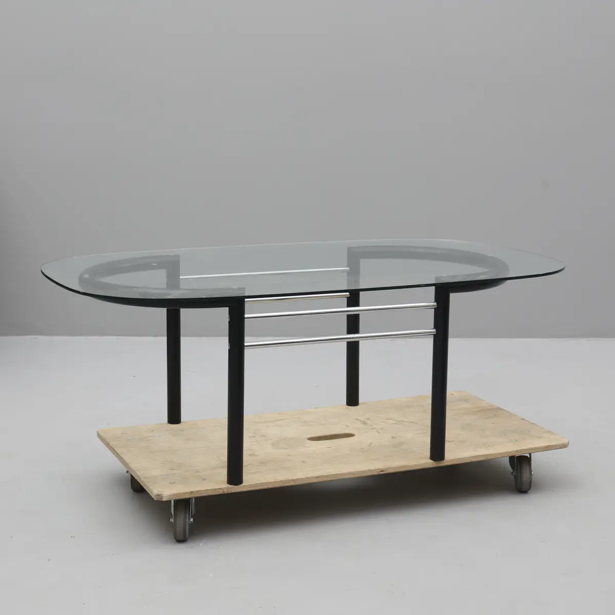 SOFFBORD, metall samt glasskiva.