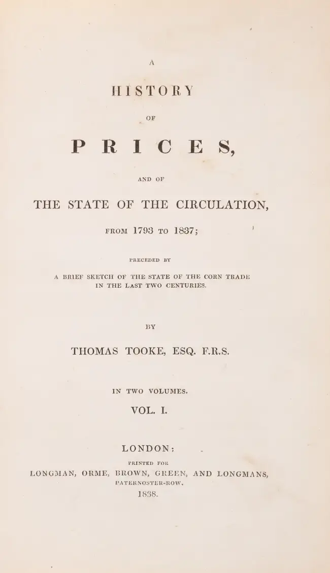 Economics.- Tooke (Thomas) A History of Prices, and of the State of