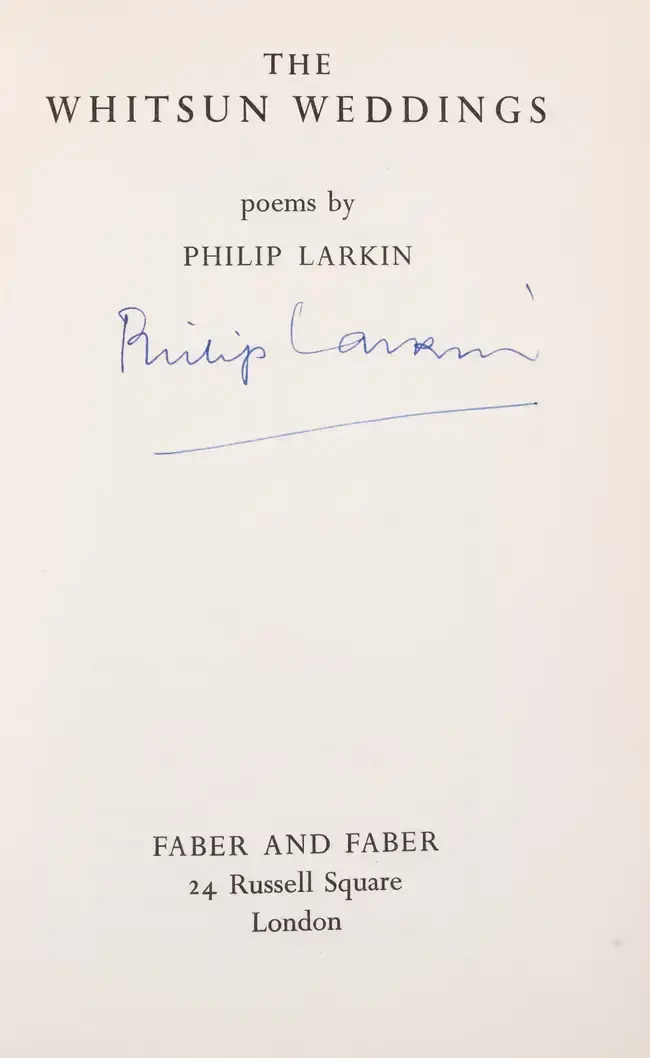 Larkin (Philip) The Whitsun Weddings, second impression, signed by