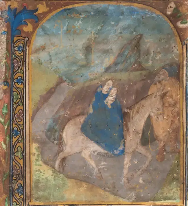 Two miniatures from a Book of Hours, in Latin, illuminated manuscript