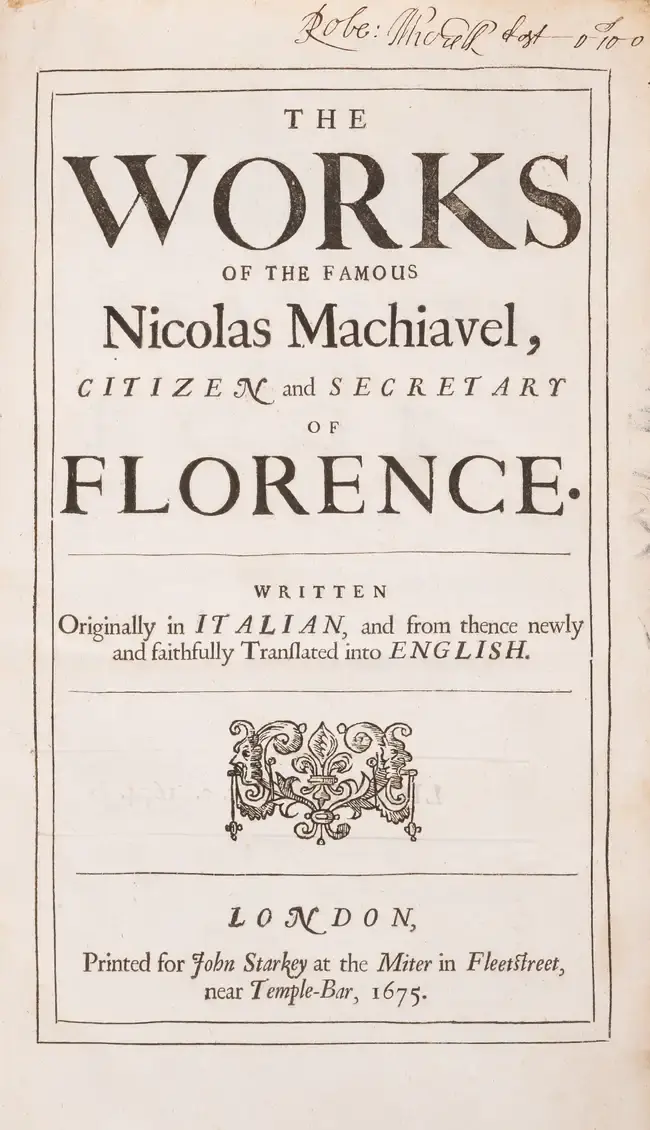 Macchiavelli (Niccolo) The Works, first edition in English, Printed