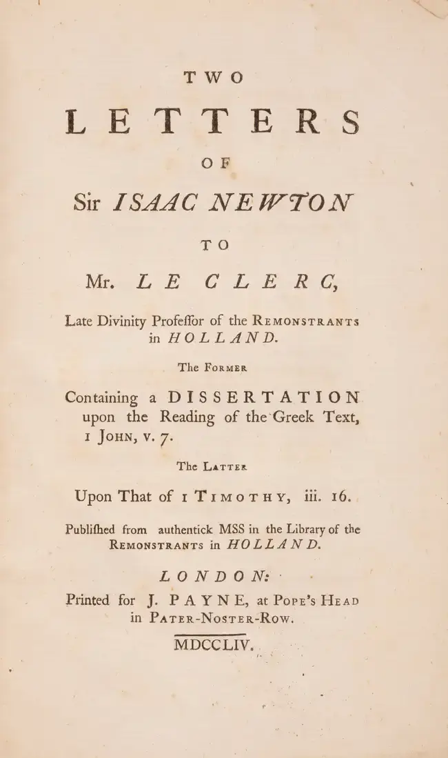 Honeyman copy.- Newton (Sir Isaac) Two letters of Sir Isaac Newton