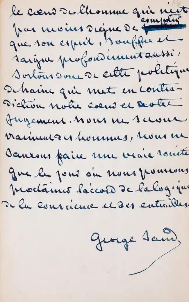 [Dupin (Lucile-Aurore)], "George Sand". [Autograph Manuscript of 'Varieties'