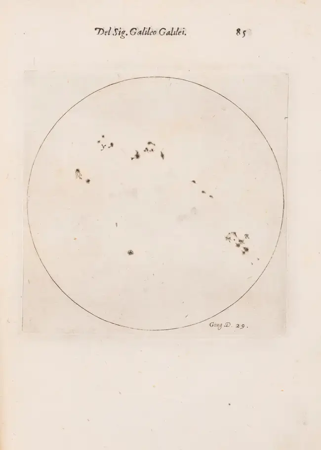 Galilei (Galileo) Istoria e Dimostrazioni intorno alle Macchie Solari