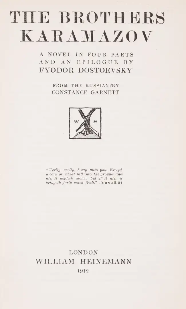 Dostoevsky (Fyodor Mikhailovich) The Brothers Karamazov, first English