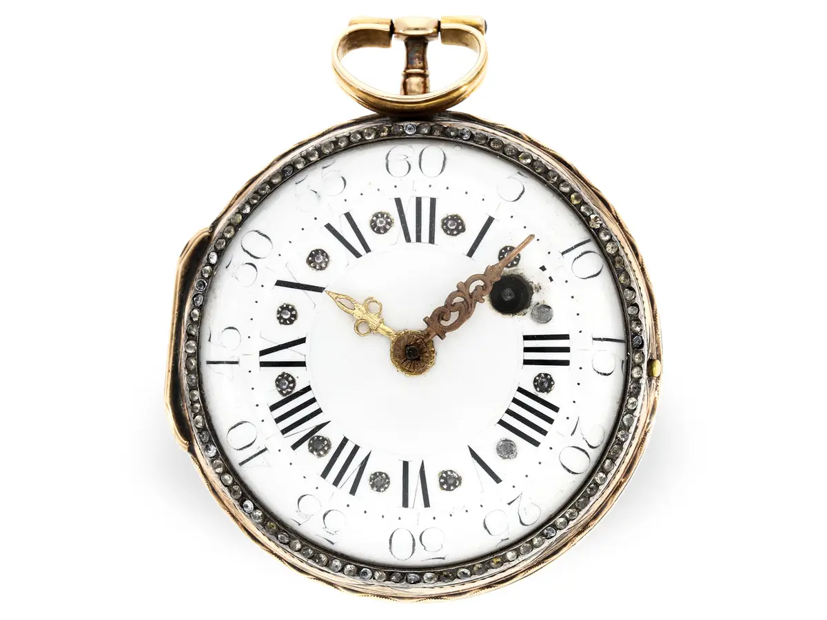 Pocket watch: early verge watch with skeletonised movement, c. 1780