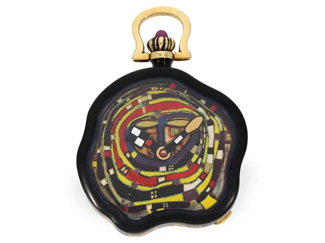 Pocket watch: new old stock Hundertwasser designer watch in 18K gold