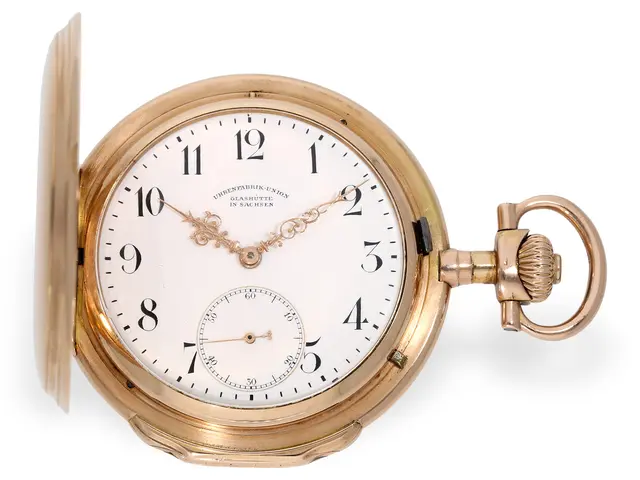 Pocket watch: rare Glashütte gold hunting case pocket watch ‘LOUIS