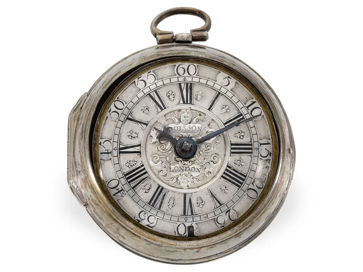 Pocket watch: early Geneva pocket watch with enamelled plaque, Etienne