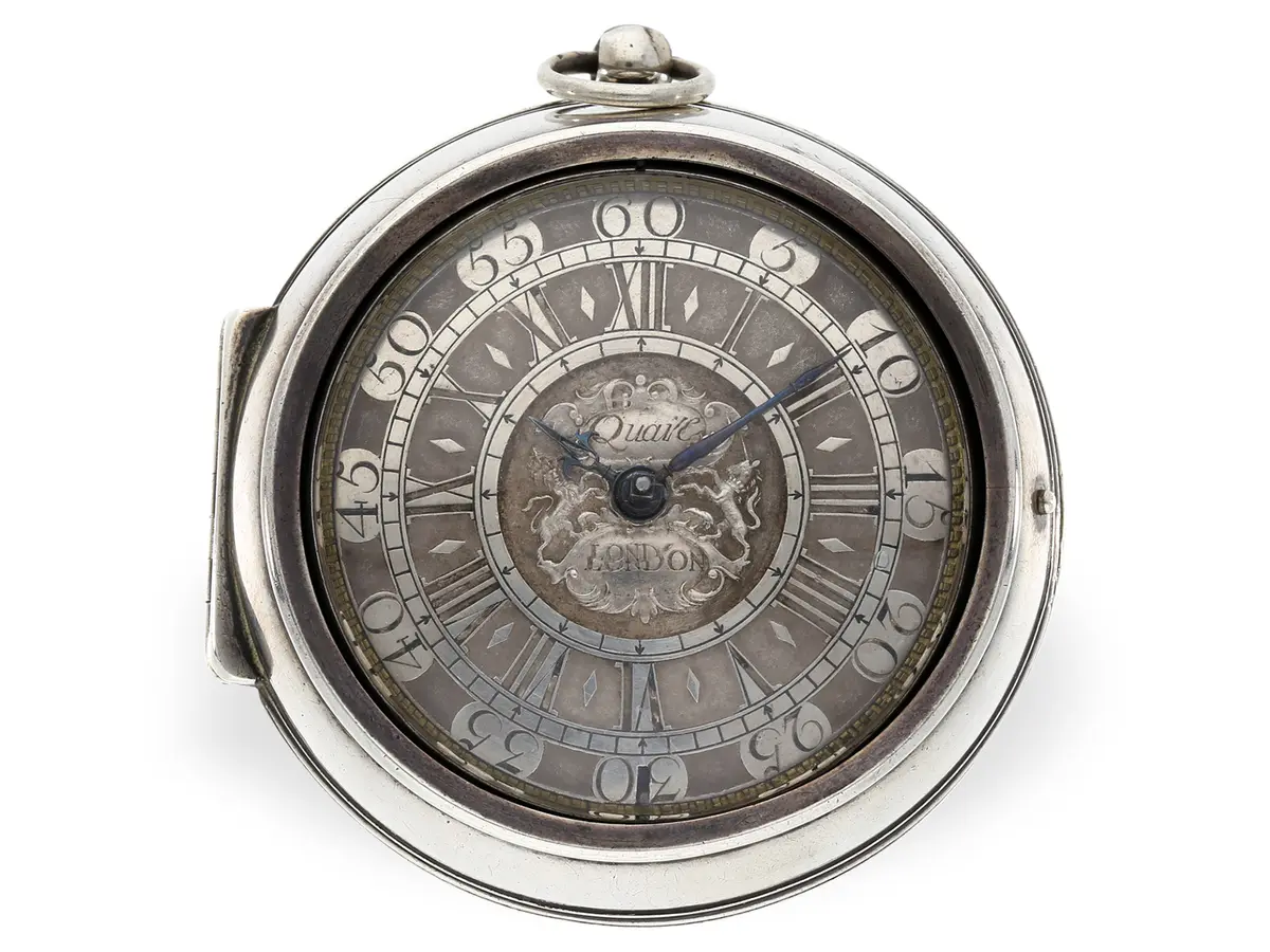 Pocket watch: rare double-cased spindle watch, signed Quare London, circa 1715