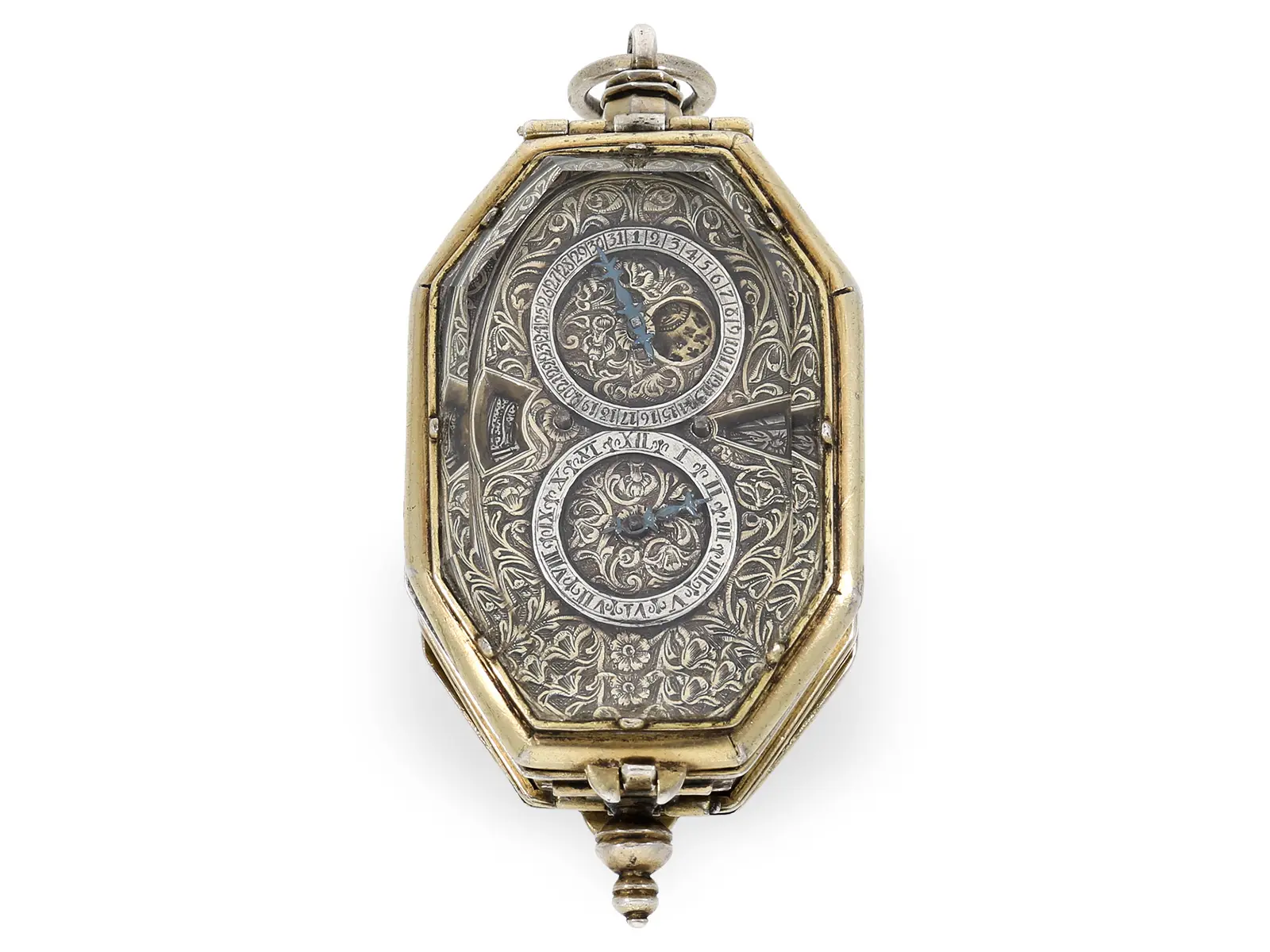 Pendent watch: large, extremely rare octagonal rock crystal astronomical