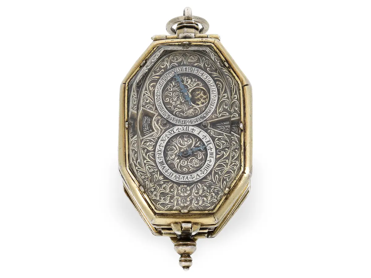 Pendent watch: large, extremely rare octagonal rock crystal astronomical