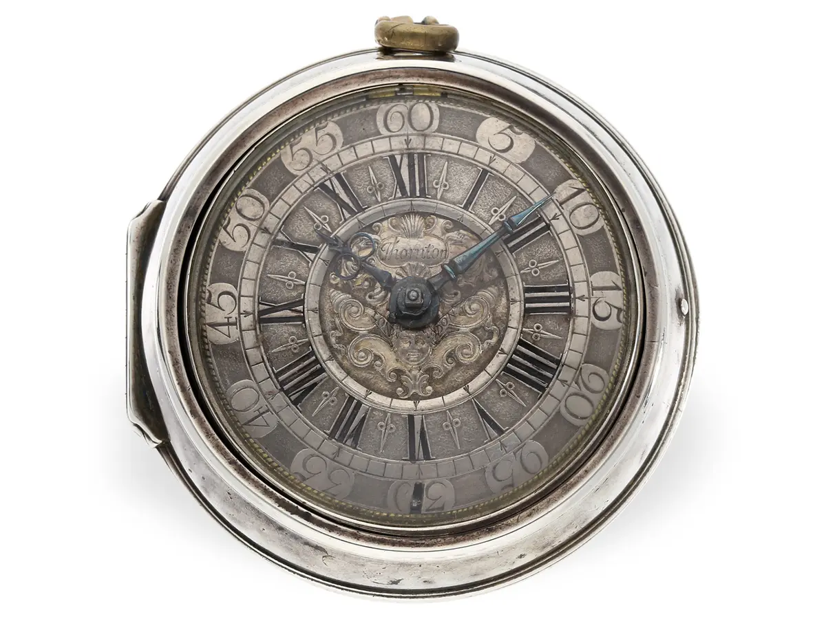 Pocket watch: early English pocket watch c. 1695, Thornton, London
