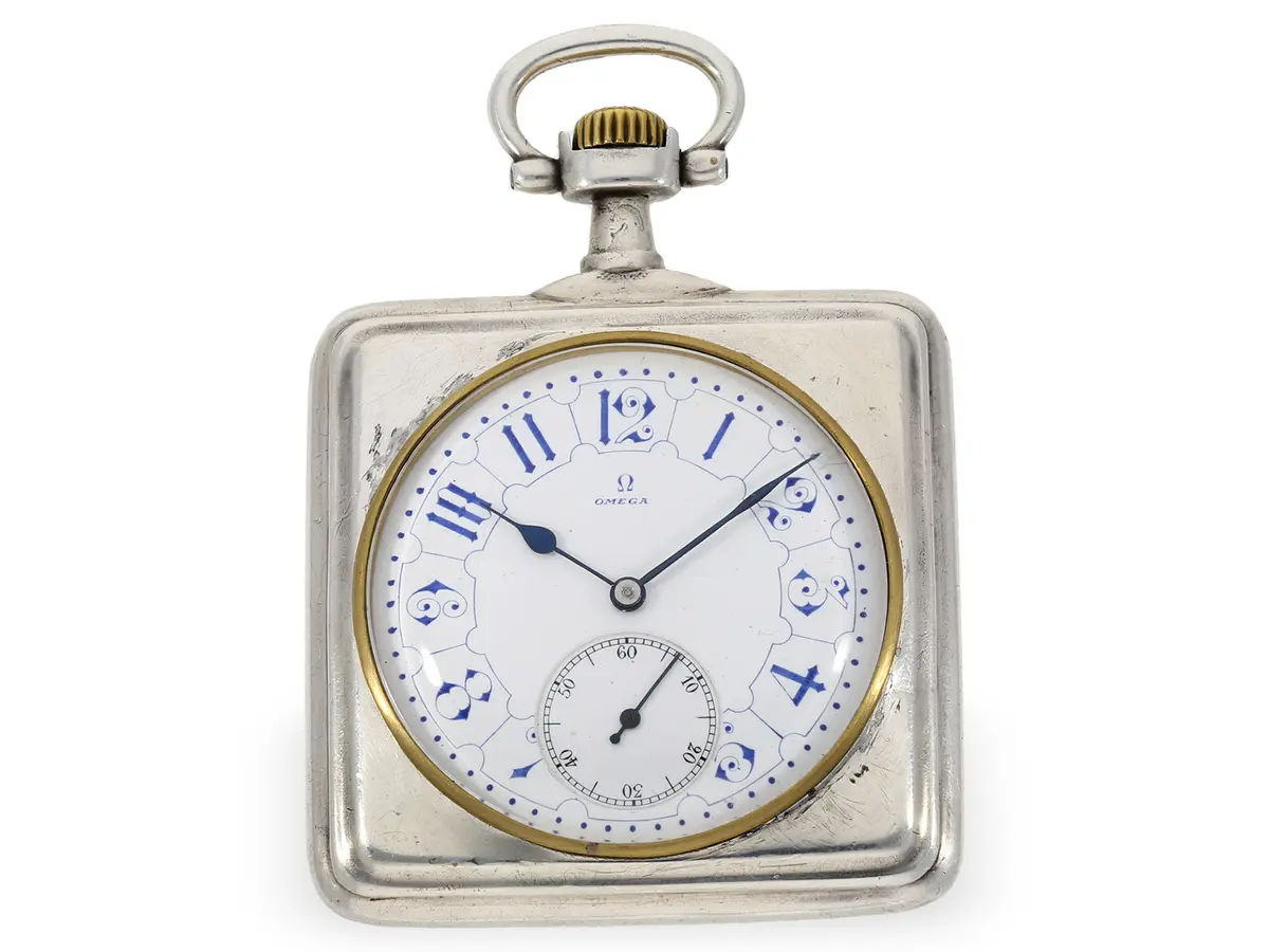 Pocket watch: very rare Art Nouveau watch by Omega, ca. 1910