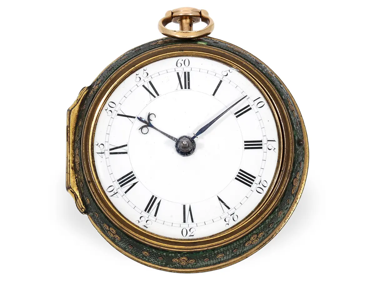 Pocket watch: fine double-cased cylinder watch by John Ellicott, London