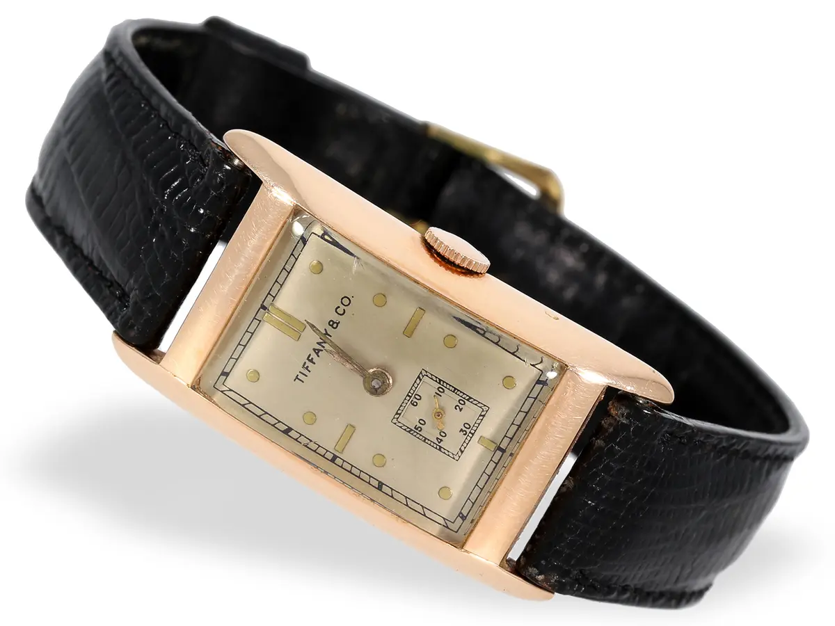 Wristwatch: 1942 Tiffany men’s watch in pink gold