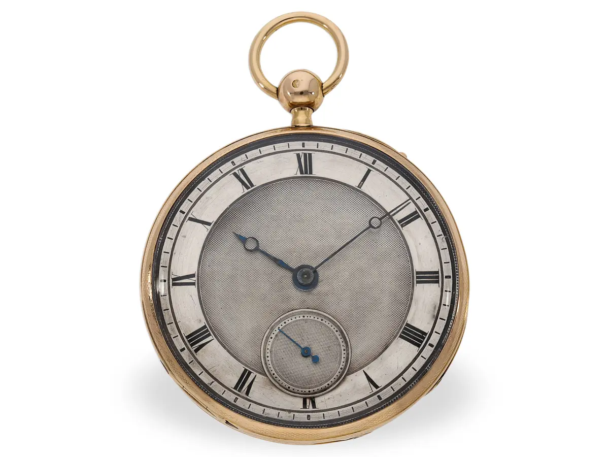Pocket watch: large Breguet-style cylinder watch with seconds and