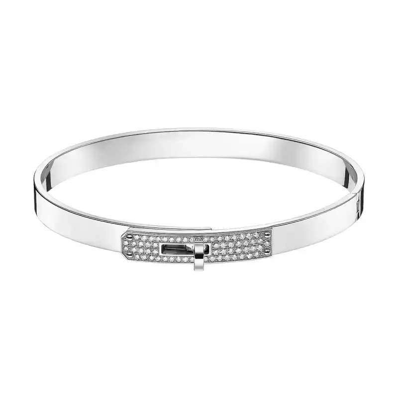 Hermes Kelly Bracelet Small Model 61 Diamonds 18k White Gold ST
