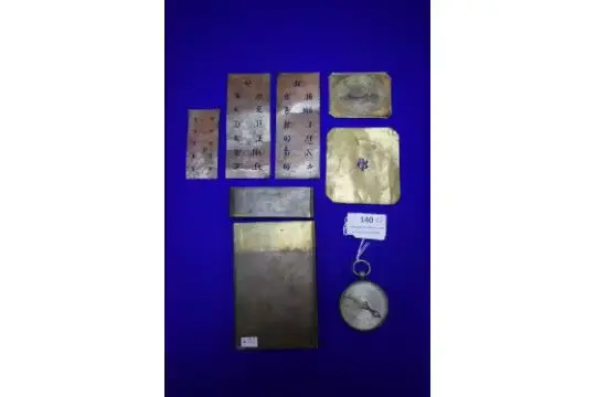 Vintage Pocket Compass, and Brass Cased Stencil Set