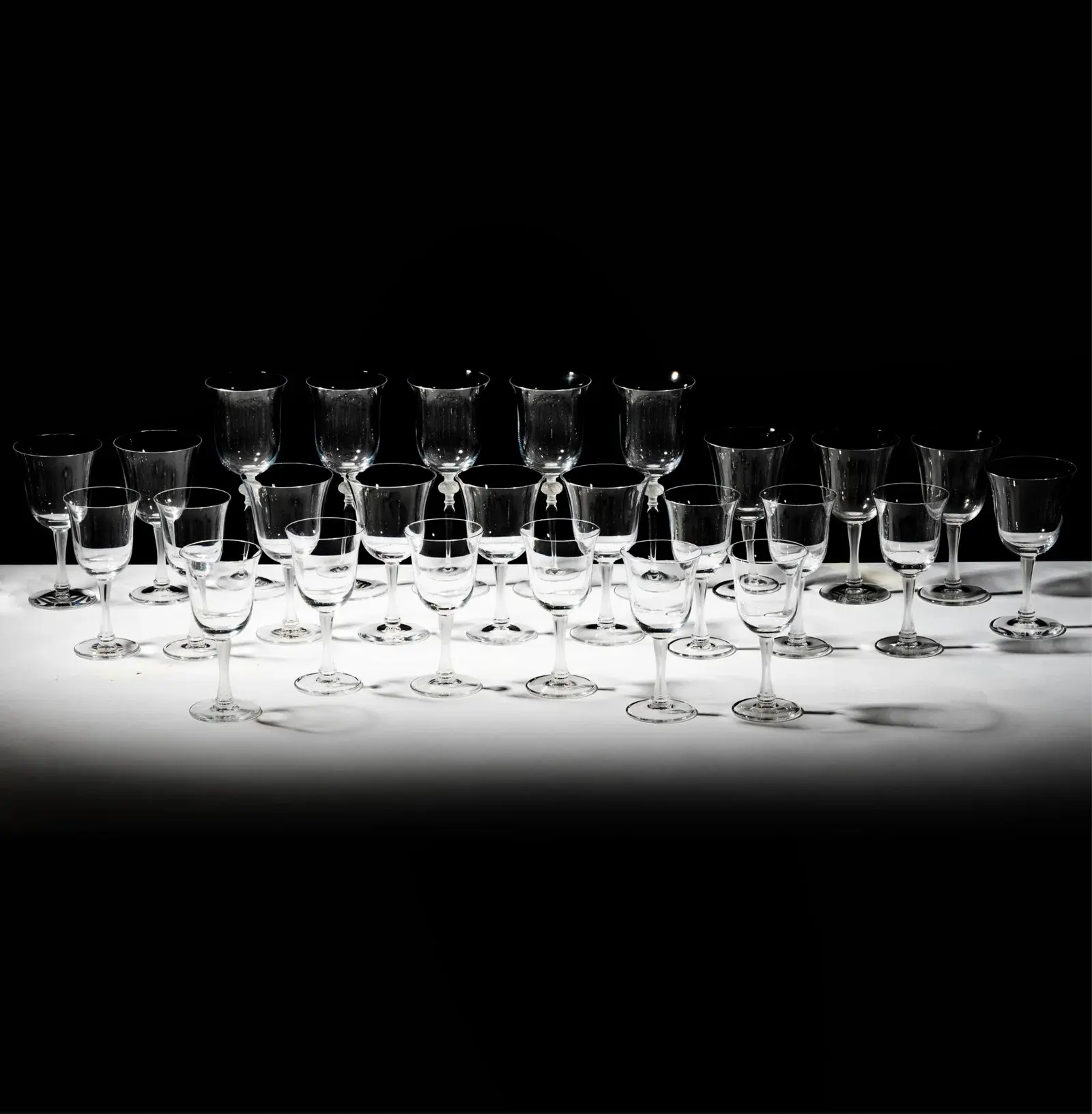 An Assembled Set of Lalique Crystal Stemware