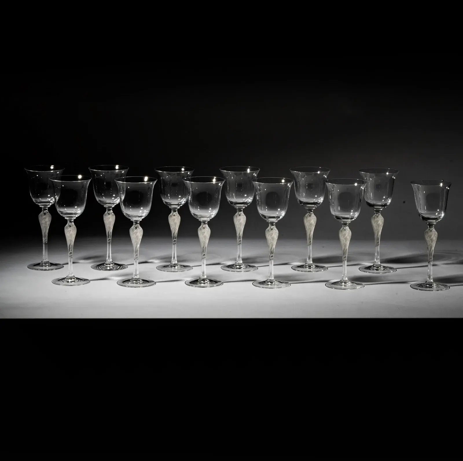 Set of Twelve Igor Carl Faberge Crystal Wine Goblet Glasses