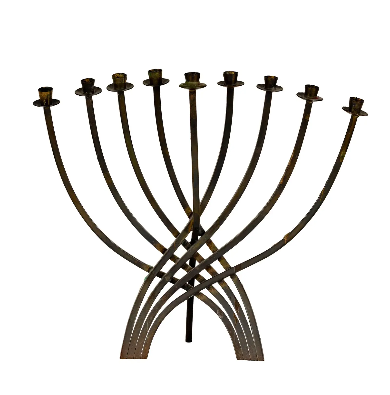 20th Century Polished Brass Menorah by Ludwig Wolpert