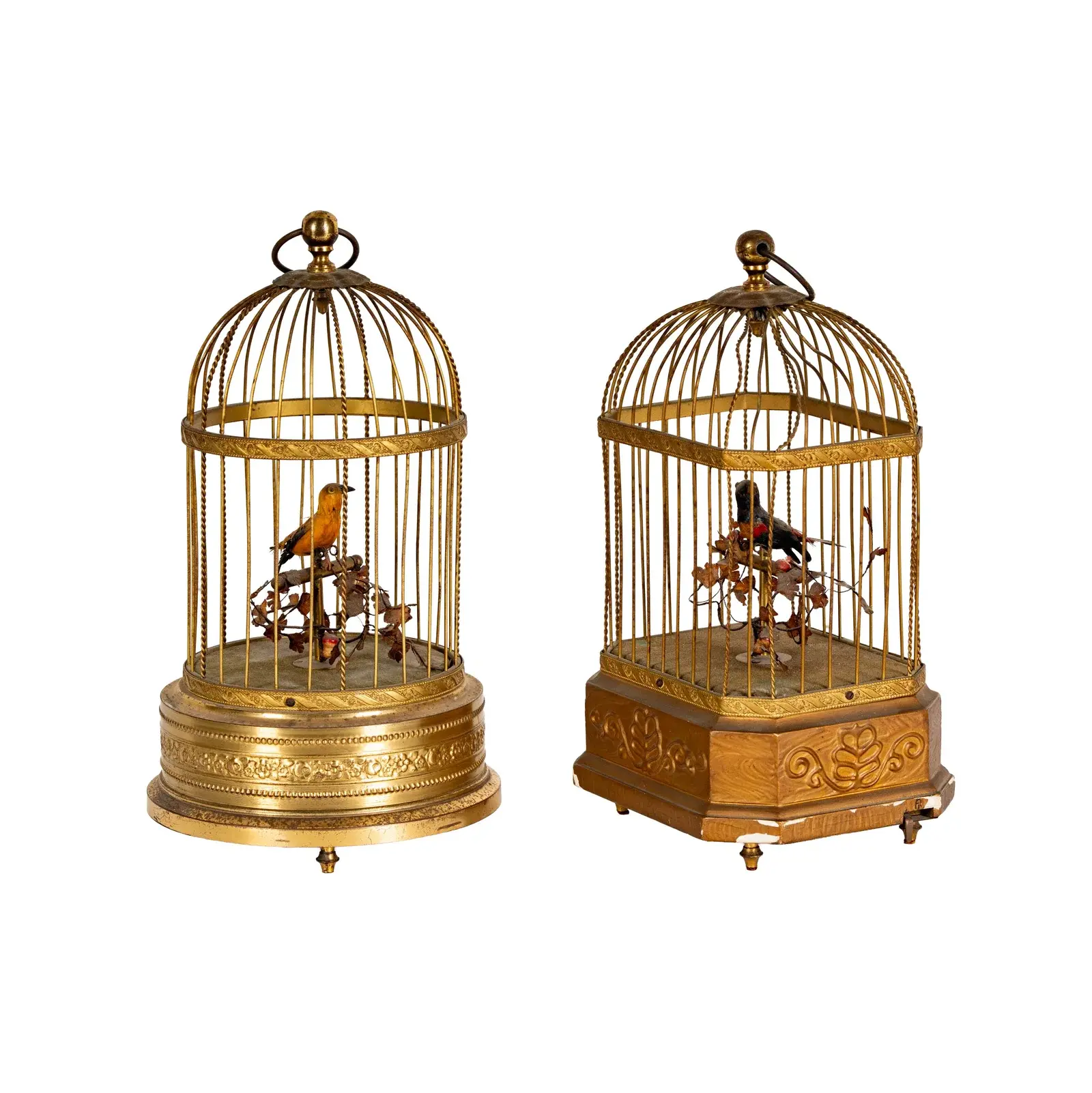 Two Karl Griesbau Mechanical Singing Bird Cages