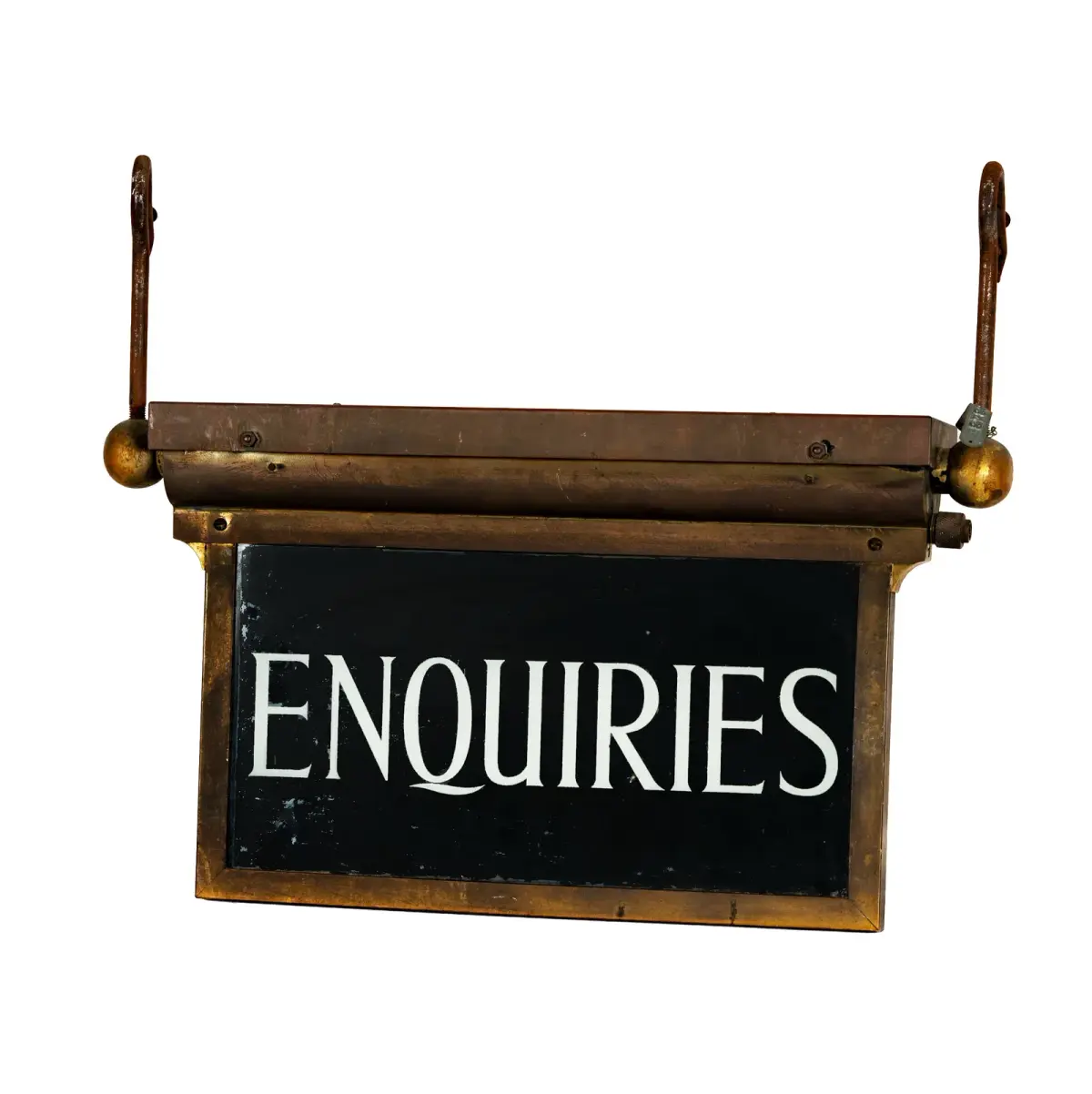 Vintage "Enquiries" Brass Sign
