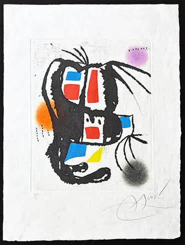 Joan Miró - Grabado al Aguafuerte, Aguatinta sobre papel Japón "Le