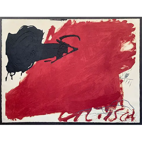 Antoni Tàpies - Grabado al Aguafuerte, Aguatinta y Carborundum "Gran Taca Roja"