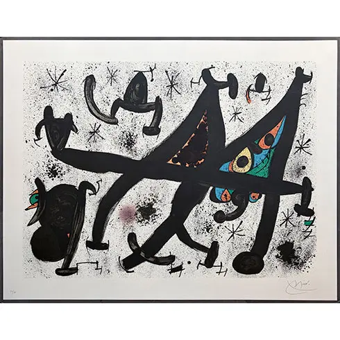 Joan Miró - Litografía en colores "Homenaje a Joan Prats"
