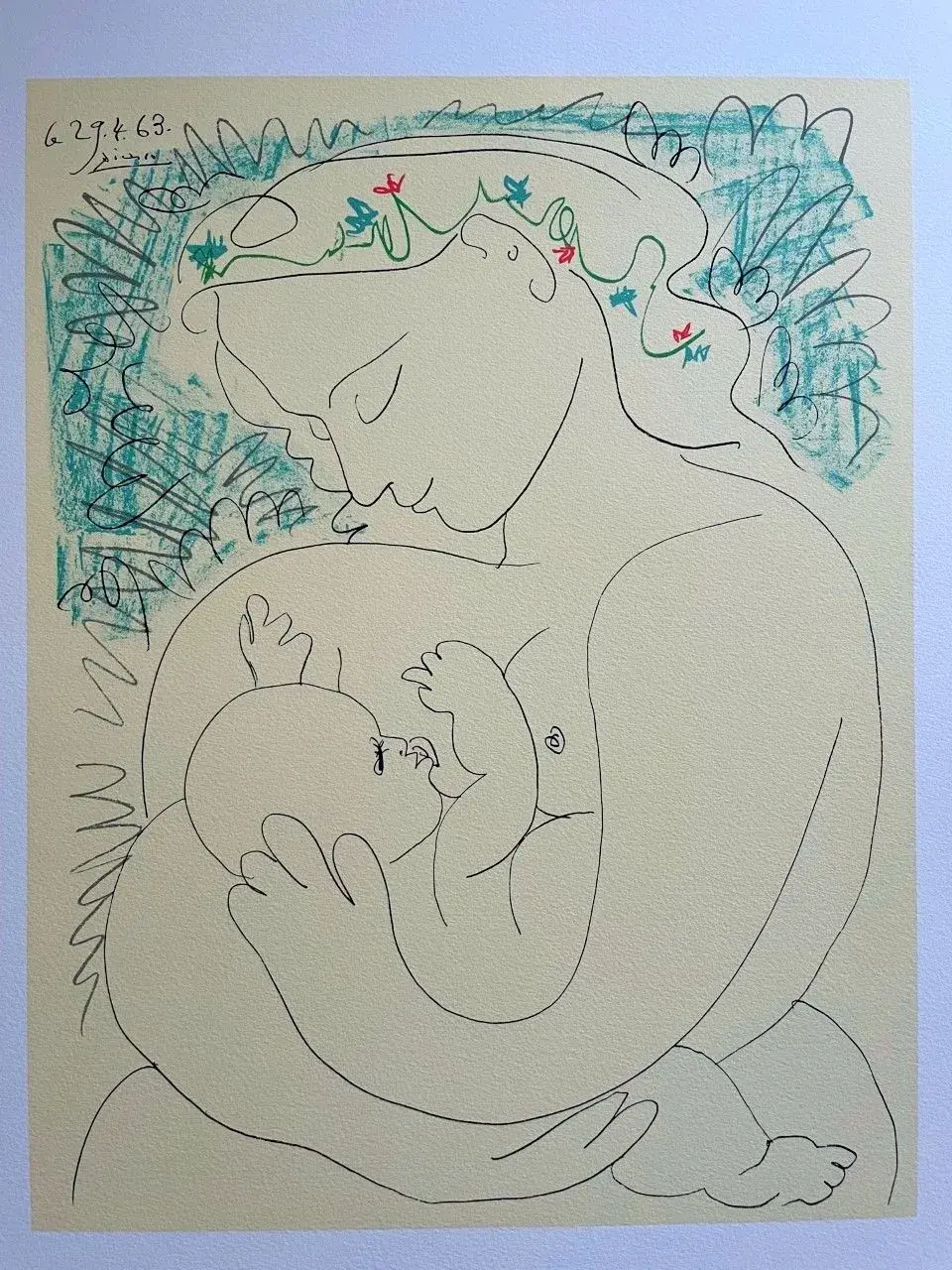(after) PICASSO Pablo (1881 - 1973) "MATERNITY Lithograph signed and