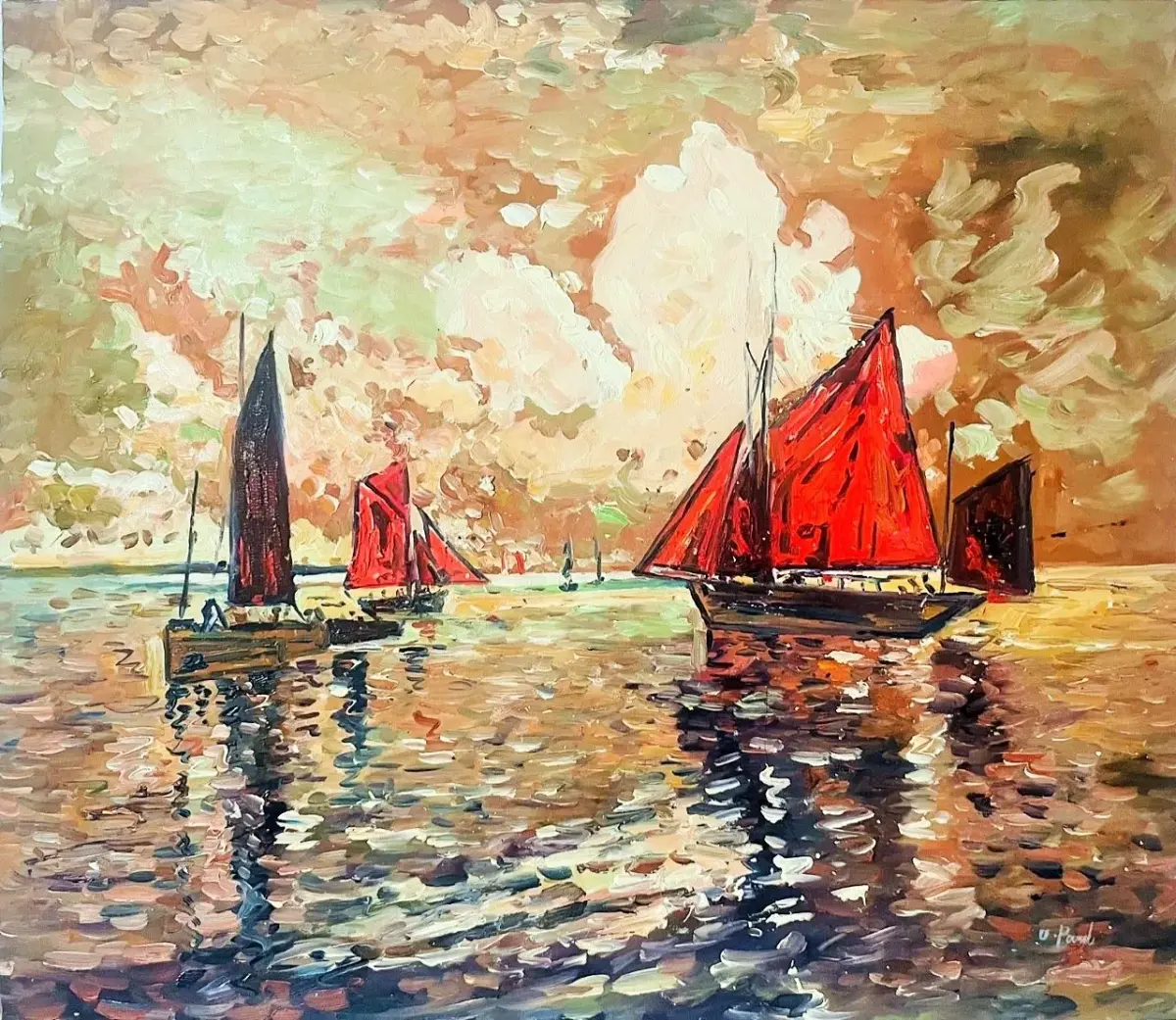 UECKERMAN Paul (20th century) "LES VOILIERS" Oil on canvas signed