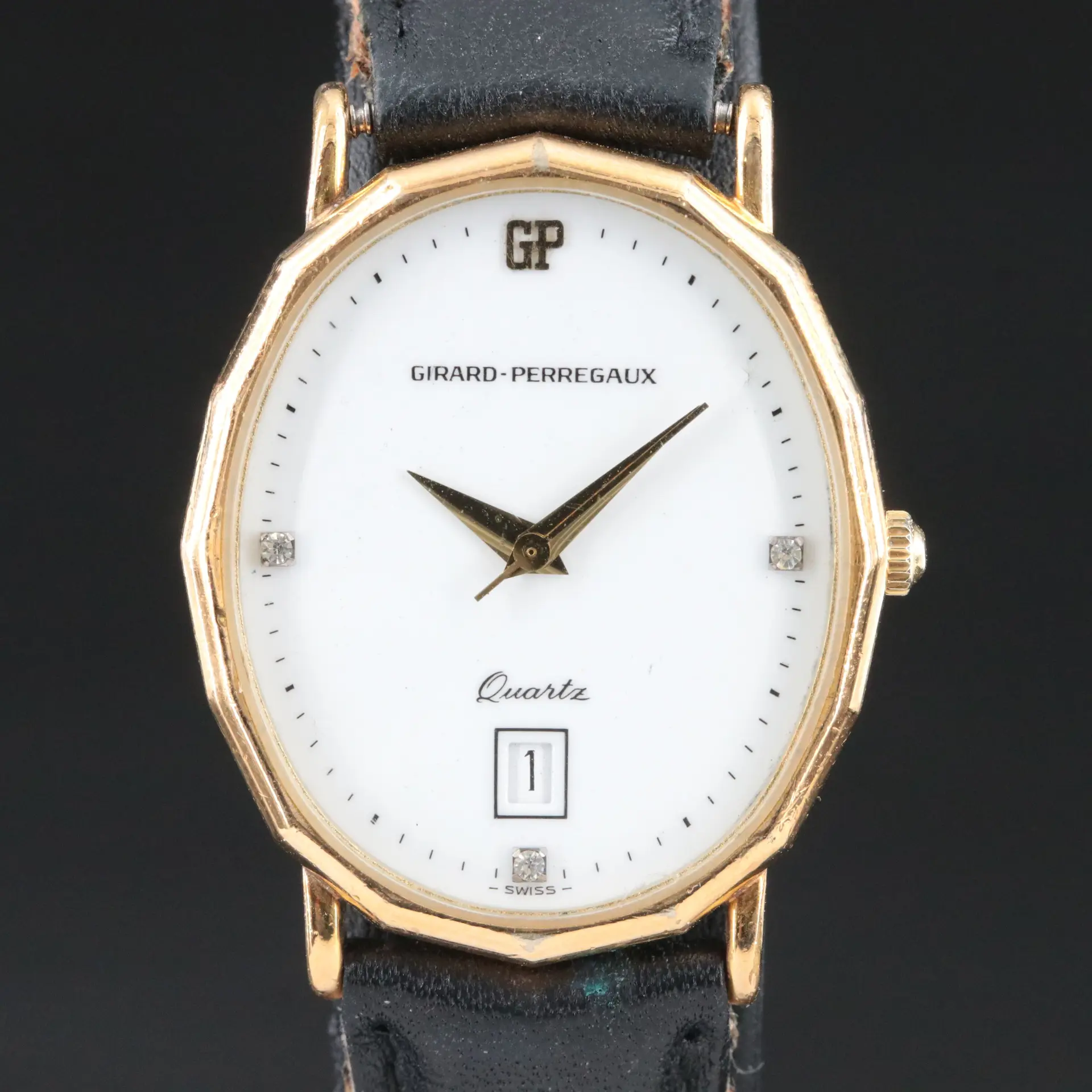 Girard-Perregaux Gold Plated Glass Crystal Accented Quartz Watch