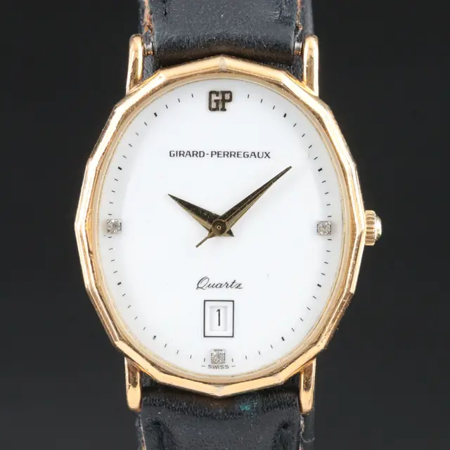 Girard-Perregaux Gold Plated Glass Crystal Accented Quartz Watch