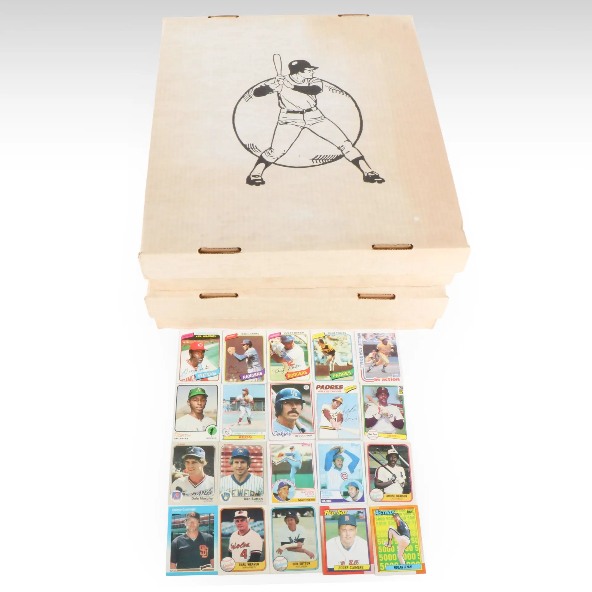 Topps with Other Baseball Cards Featuring Nolan Ryan, Roger Clemens, and More