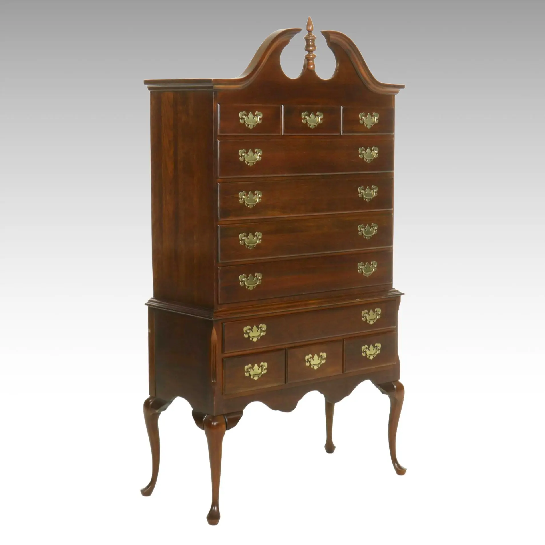 Queen Anne Style Cherry Highboy Chest