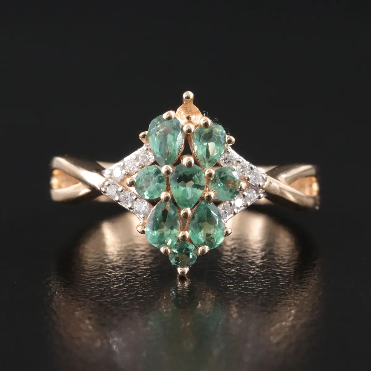 14K Alexandrite and Diamond Ring