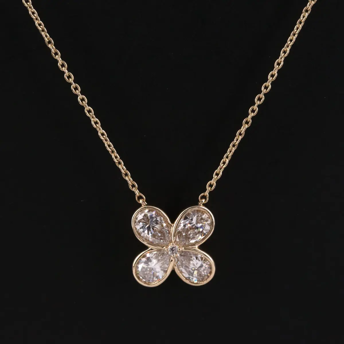 14K 1.00 CTW Lab Grown Diamond Flower Pendant Necklace with IGI Report