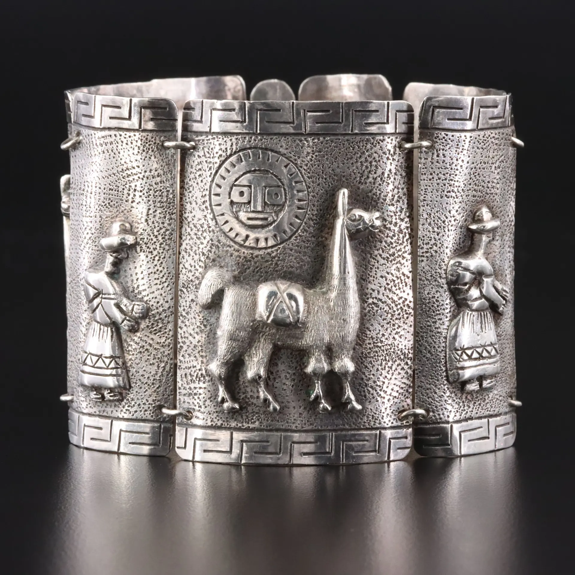 South American 900 Silver Panel Storyteller Bracelet