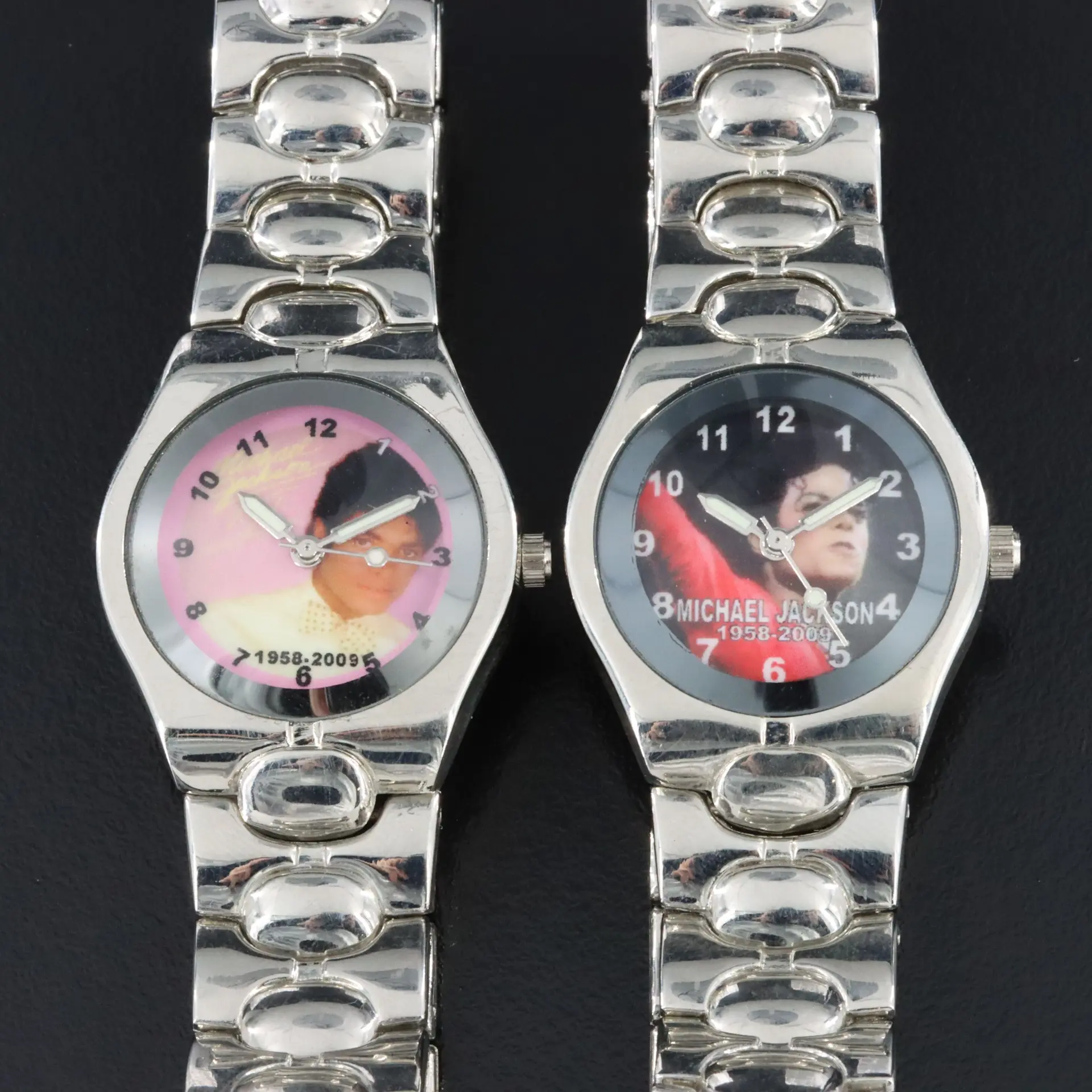 Michael Jackson Silver-Tone Quartz Pop Culture Dress Watches