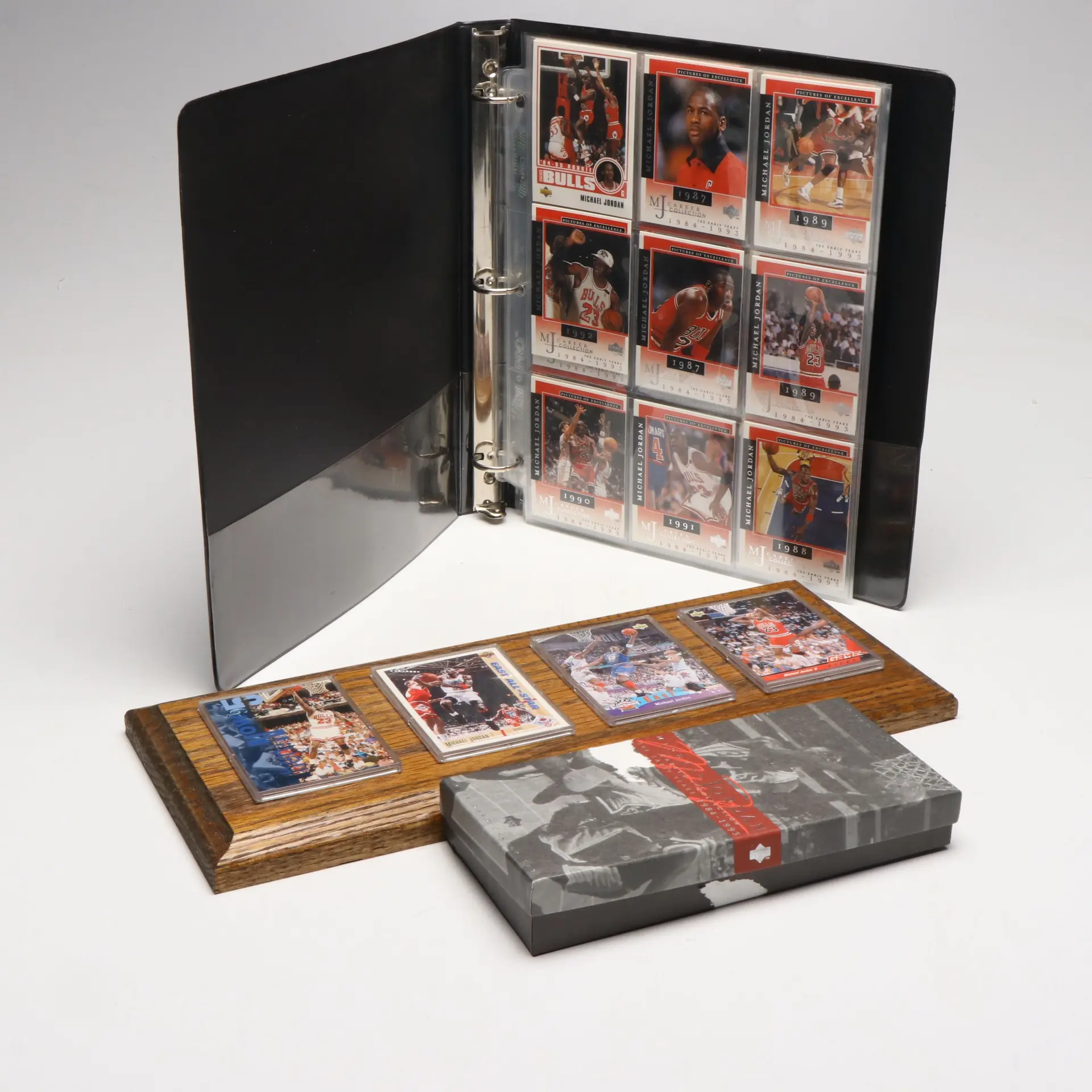 Michael Jordan Basketball Card Collection and Wilson Watch