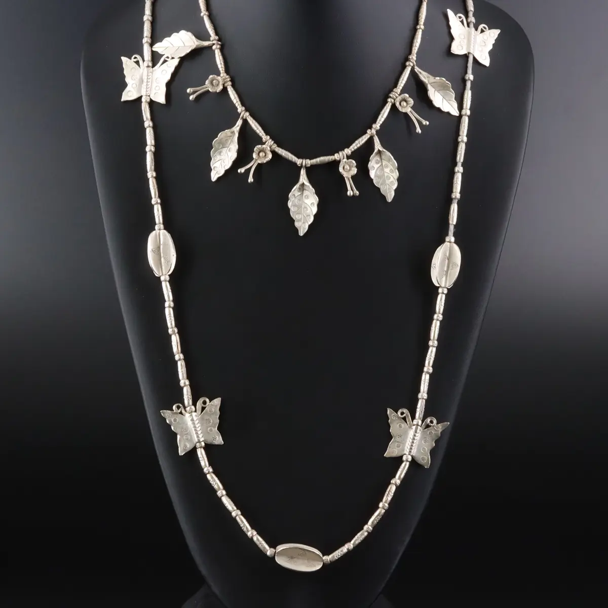 Artisan Fine Silver Butterfly & Floral Bead Necklaces