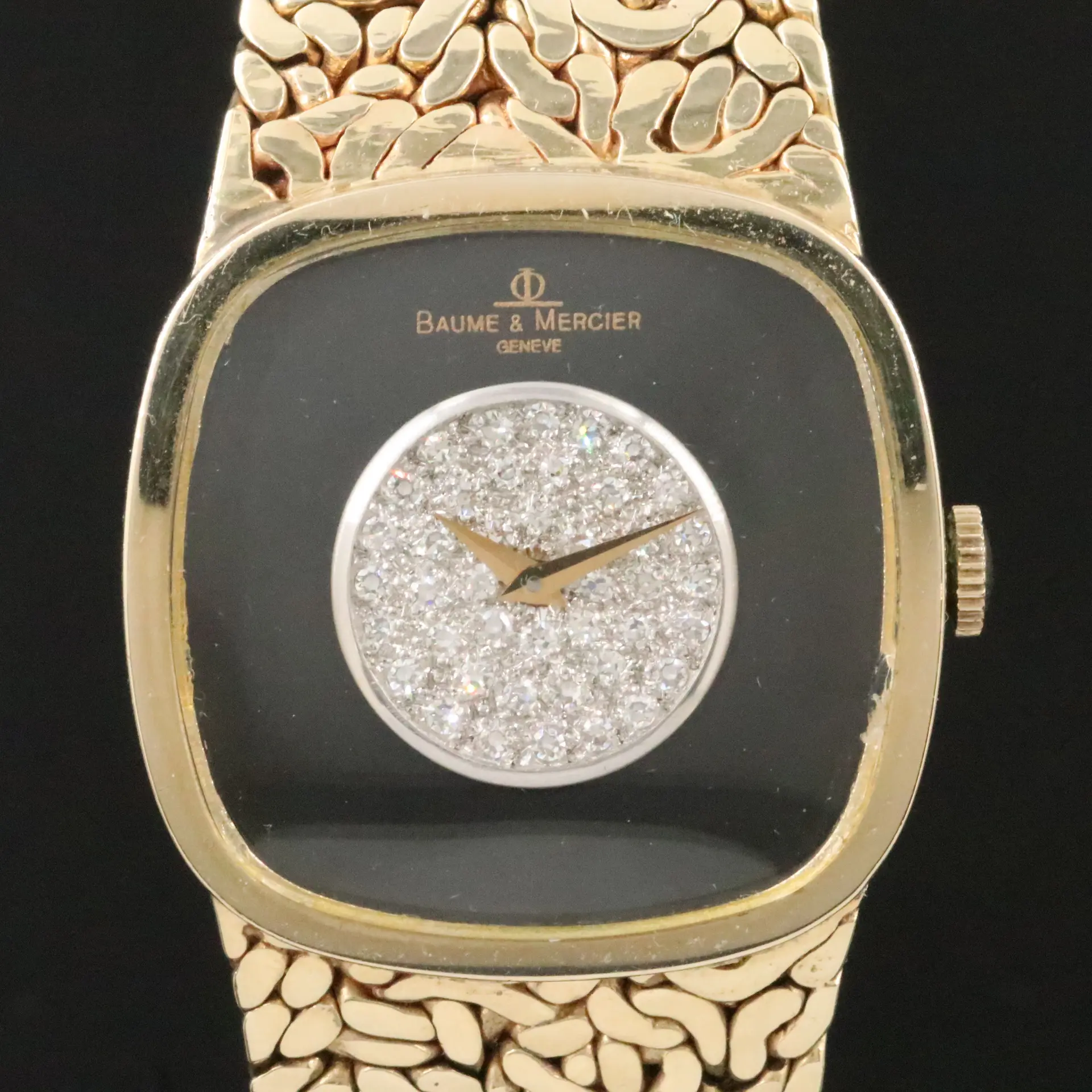 Baume & Mercier 14K Pavé Diamond and Enamel Dial Byzantine Quartz Watch