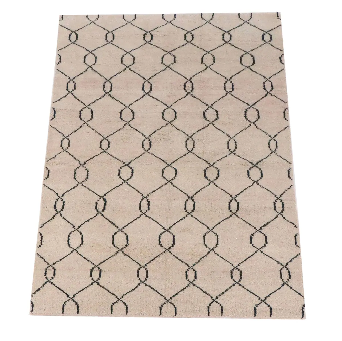 5'1 x 7'8 Hand-Knotted Indian Contemporary Lattice Area Rug