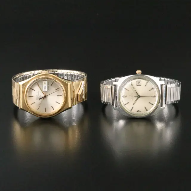 Vintage Hamilton Dateline and Bulova Accutron Stainless Steel Watches