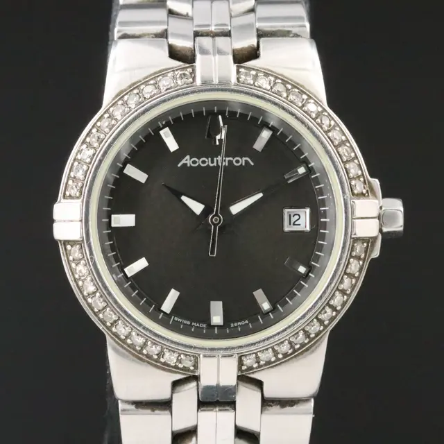 Bulova Accutron Greenwich Diamond and Stainless Steel Swiss Quartz Watch